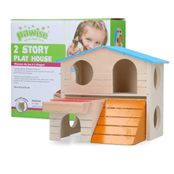 Căsuță pentru rozătoare cu 2 niveluri, 15 x 12 cm – Pawise 2 Story Play House