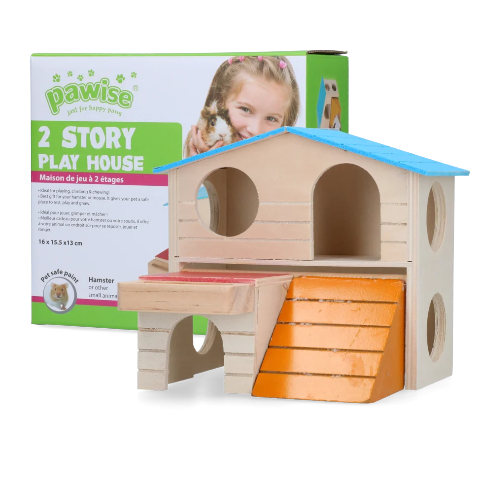 Căsuță pentru rozătoare cu 2 niveluri, 15 x 12 cm – Pawise 2 Story Play House - imagine 1