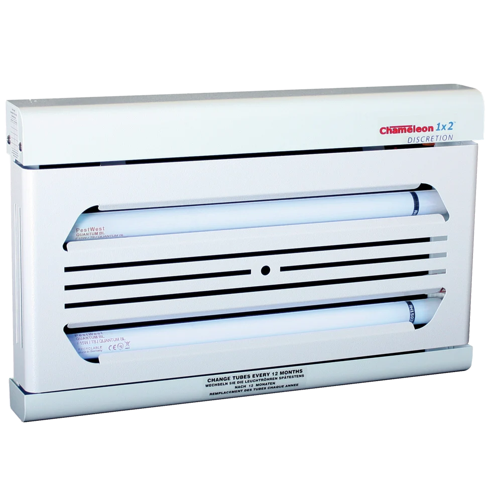 Lampă anti-muște de perete cu placă adezivă ascunsă, albă – PestWest Chameleon 1x2 Discretion - imagine 1