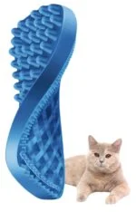 Perie din silicon pentru pisici cu păr scurt, albastră – Pet + Me Cat Hair Brush - imagine 4