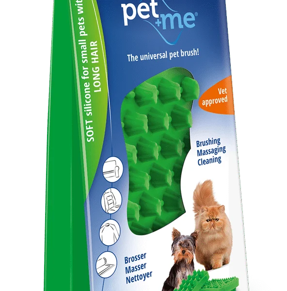 Perie din silicon pentru pisici cu păr lung, verde – Pet + Me Cat Hair Brush