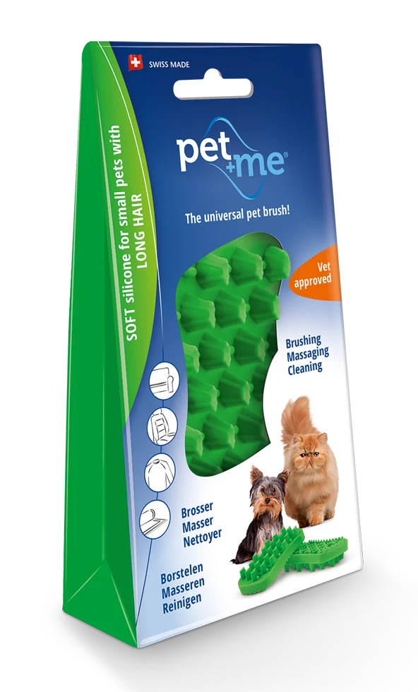 Perie din silicon pentru pisici cu păr lung, verde – Pet + Me Cat Hair Brush - imagine 1