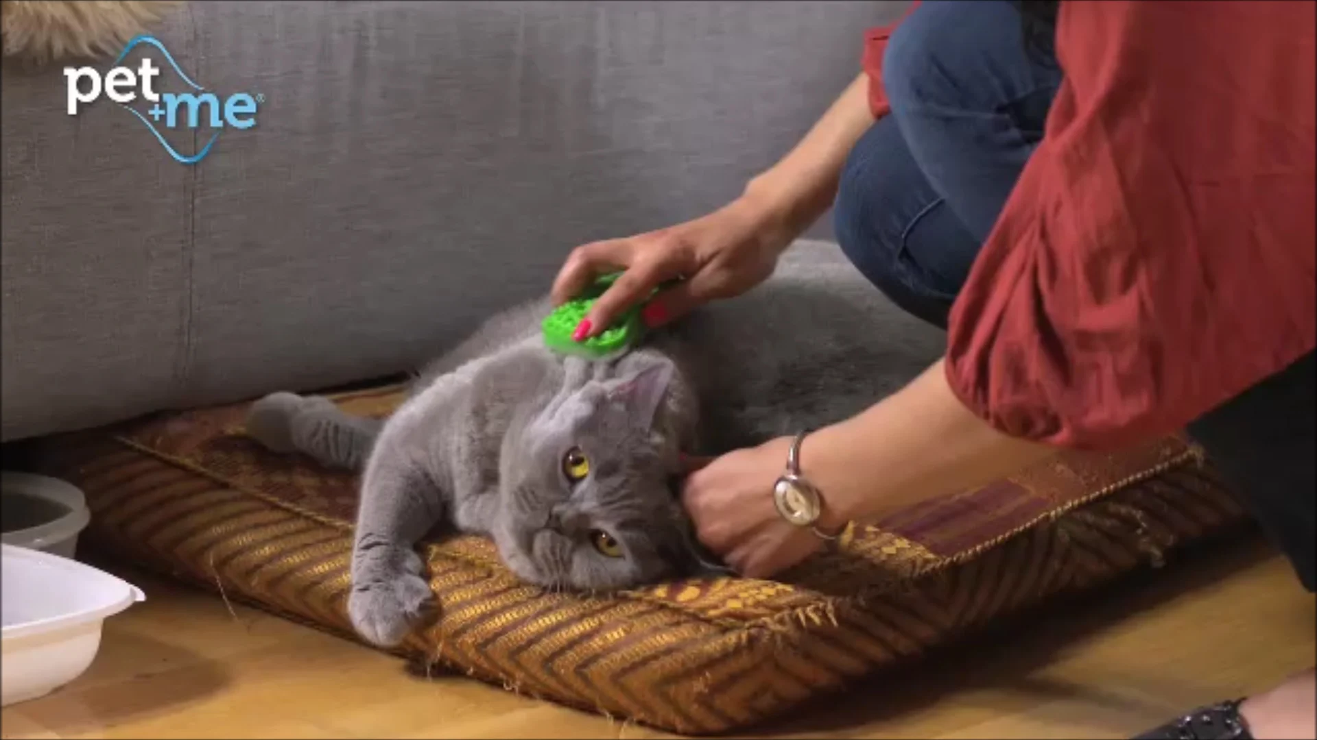 Perie din silicon pentru pisici cu păr lung, verde – Pet + Me Cat Hair Brush - imagine 5