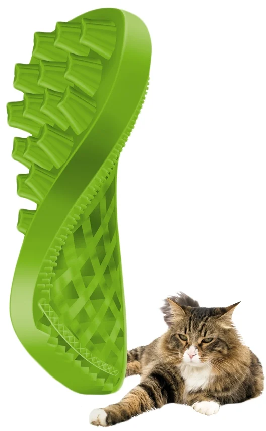 Perie din silicon pentru pisici cu păr lung, verde – Pet + Me Cat Hair Brush - imagine 4
