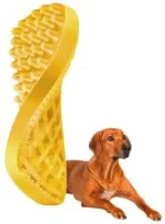 Perie din silicon pentru câini cu păr scurt, galbenă – Pet + Me - imagine 4