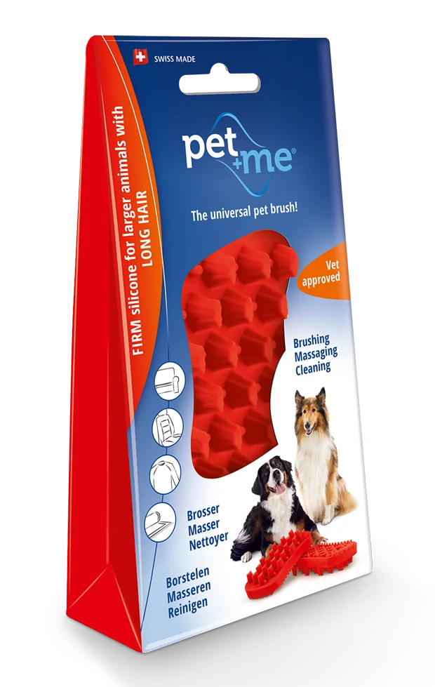 PETM009.png Perie din silicon pentru câini cu păr lung, roșie – Pet + Me - imagine 1