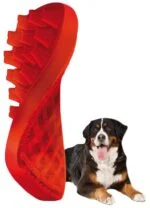 Perie din silicon pentru câini cu păr lung, roșie – Pet + Me - imagine 4