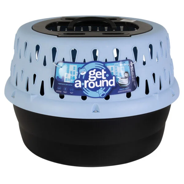 Cușcă rotundă de transport pentru pisici, cu deschidere în partea de sus, albastră – Petmate Get-A-Round Kennel