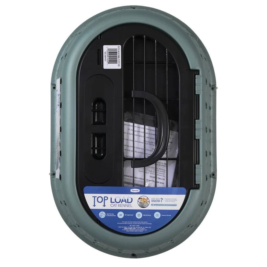 Cușcă de transport pentru pisici, cu deschidere în partea de sus, verde, 48,3 x 31,8 x 27,4 cm – Petmate Top Load Cat Kennel - imagine 5