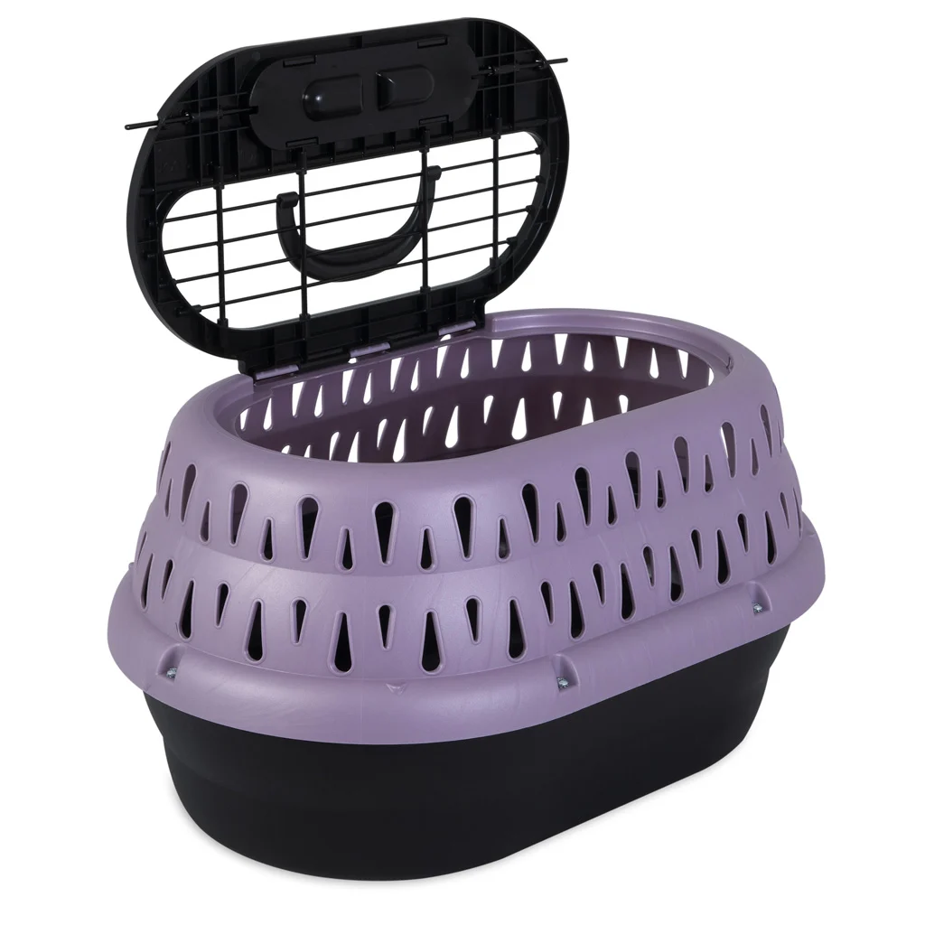 Cușcă de transport pentru pisici cu deschidere superioară, mov, 48,3 x 31,8 x 27,4 cm – Petmate Top Load Cat Kennel - imagine 3