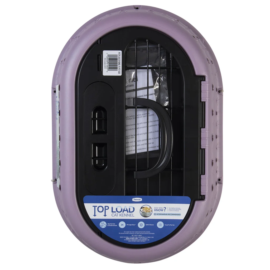 Cușcă de transport pentru pisici cu deschidere superioară, mov, 48,3 x 31,8 x 27,4 cm – Petmate Top Load Cat Kennel - imagine 5