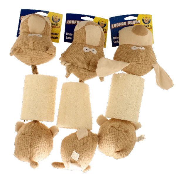Jucărie pentru câini cu piuitor, din lufă și iută, sortiment mixt – Petsport Loofah Buddy