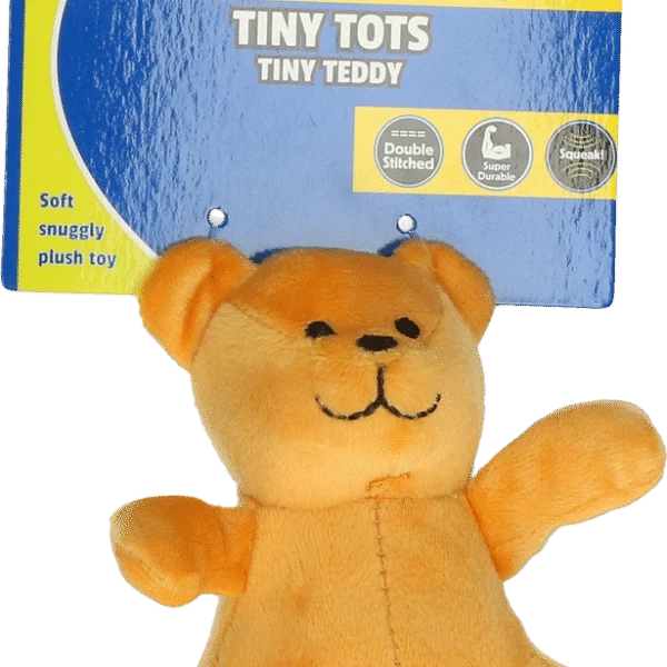 Jucărie de pluș pentru câini cu piuitor, maro, aproximativ 10 cm – Petsport Tiny Tots Teddy