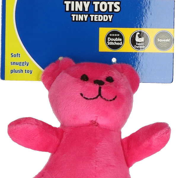 Jucărie de pluș pentru câini cu piuitor, roz, aprox. 10 cm – Petsport Tiny Tots Teddy