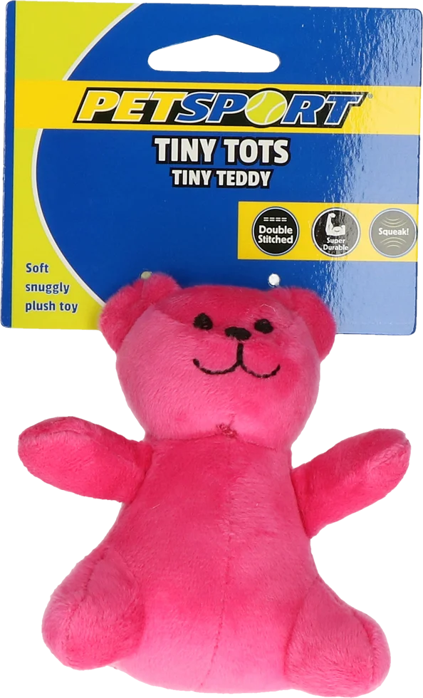 Jucărie de pluș pentru câini cu piuitor, roz, aprox. 10 cm – Petsport Tiny Tots Teddy - imagine 1
