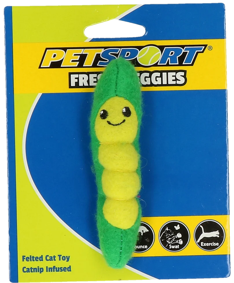 Jucărie în formă de păstaie, cu iarbă mâței și fleece – Petsport Fresh Veggies Păstaie - imagine 1
