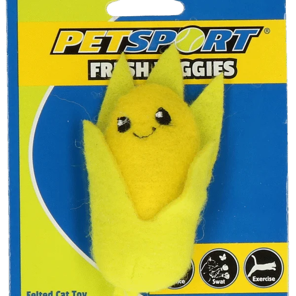 Jucărie în formă de porumb, cu iarbă mâței și fleece – Petsport Fresh Veggies Porumb
