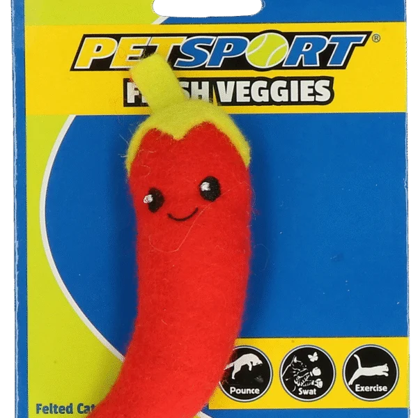 Jucărie pentru pisici Ardei iute cu iarbă-mâței și material polar – Petsport Fresh Veggies