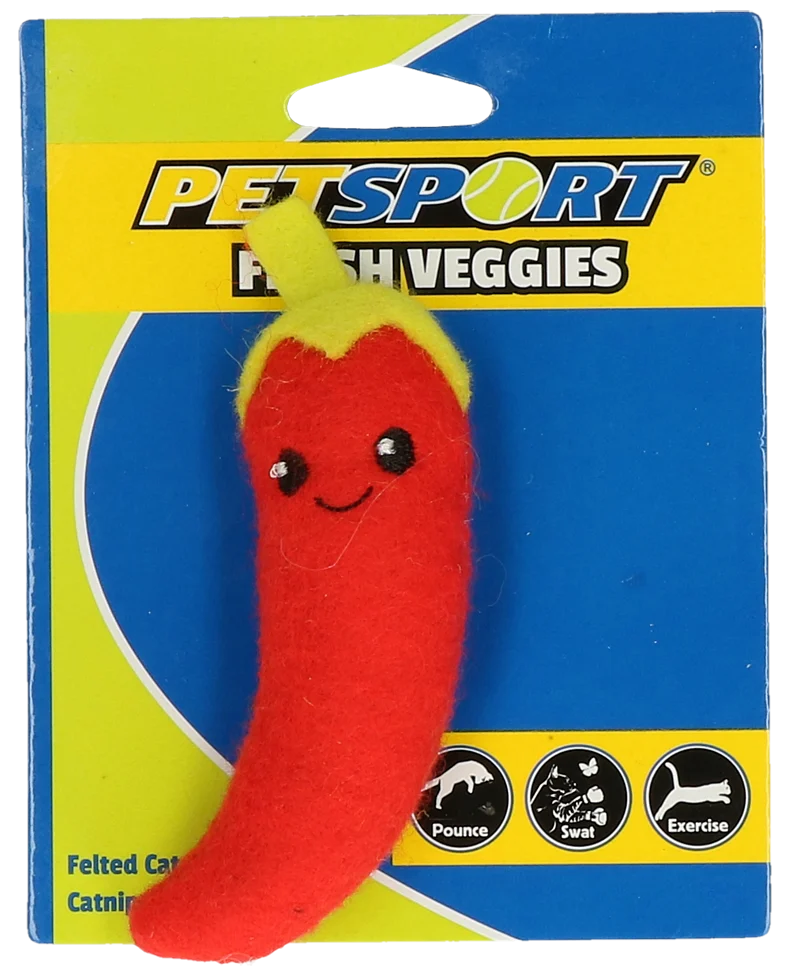 Jucărie pentru pisici Ardei iute cu iarbă-mâței și material polar – Petsport Fresh Veggies - imagine 1