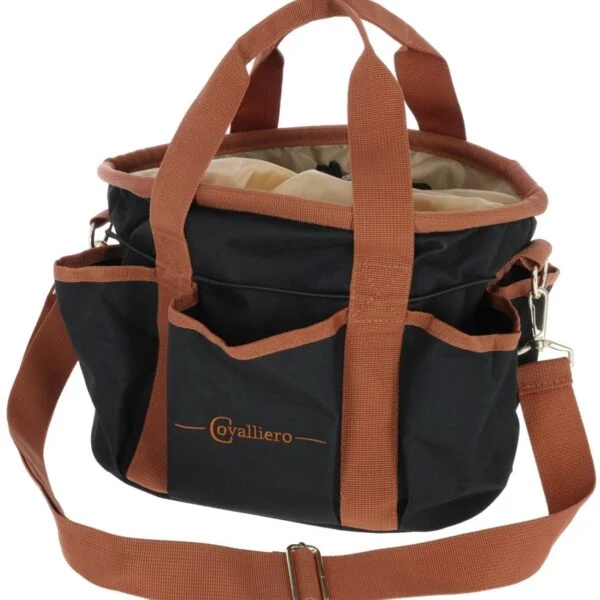 Geantă de toaletaj cu 6 buzunare exterioare și curea de umăr detașabilă, neagră, 28 x 20 x 22 cm – Covalliero Grooming Bag