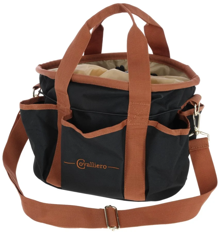 Geantă de toaletaj cu 6 buzunare exterioare și curea de umăr detașabilă, neagră, 28 x 20 x 22 cm – Covalliero Grooming Bag - imagine 1