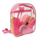 Set de periaj cu rucsac transparent, 7 piese, roz - imagine 2