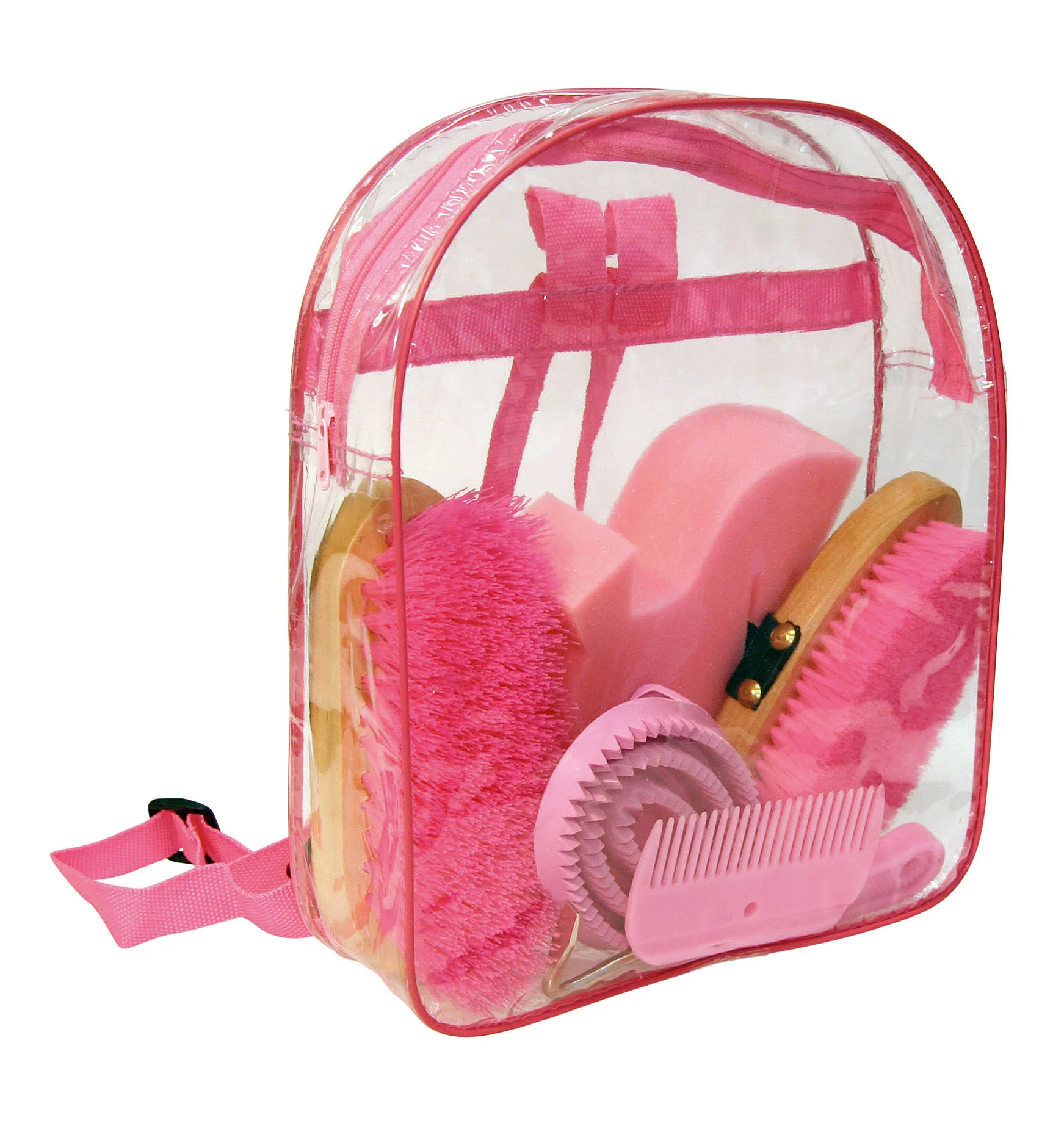 Set de periaj cu rucsac transparent, 7 piese, roz - imagine 2