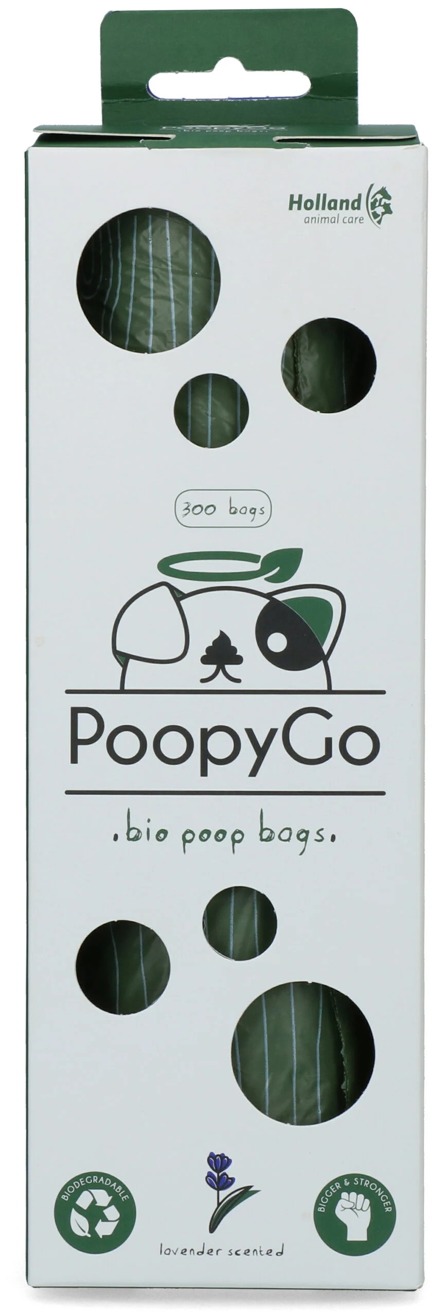 Pungi biodegradabile pentru excremente de câine, cu aromă de lavandă, 300 de bucăți în cutie – PoopyGo Eco friendly Tissue Box - imagine 3