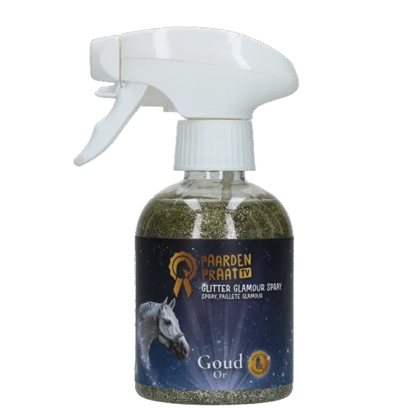 Spray cu sclipici pentru cai, auriu, 250 ml – Paardenpraat TV Glitter Glamour Spray