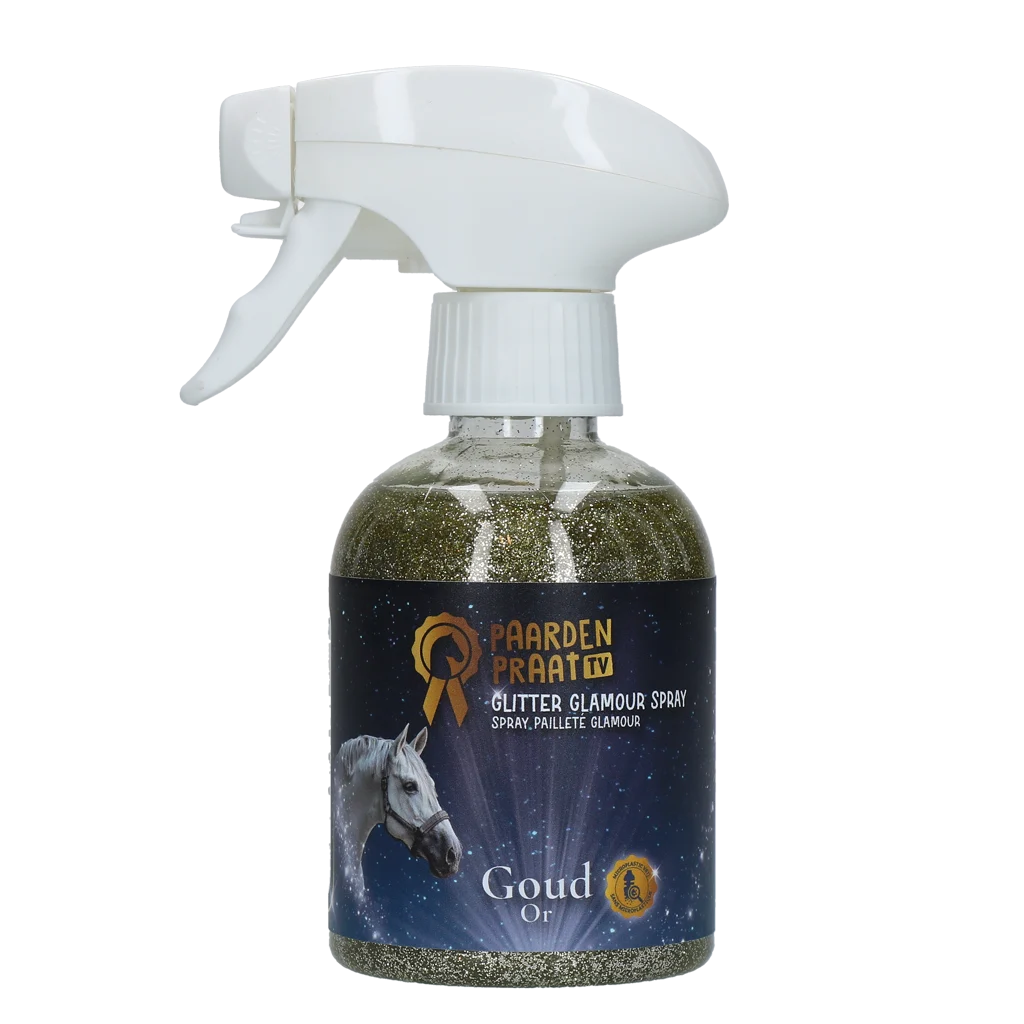 Spray cu sclipici pentru cai, auriu, 250 ml – Paardenpraat TV Glitter Glamour Spray - imagine 1