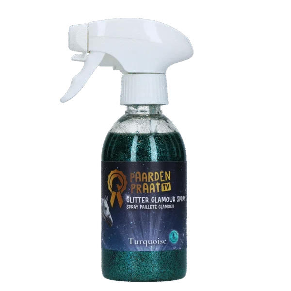 Spray cu sclipici pentru cai, turcoaz, 250 ml – Paardenpraat TV Glitter Glamour Spray