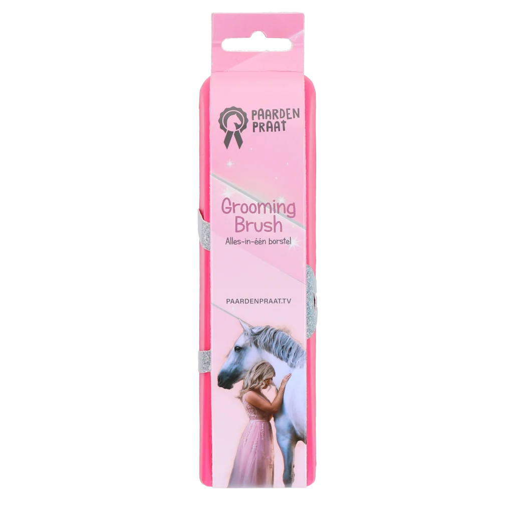 Perie pentru țesălat și spălat cai, roz M, 17,5 cm – Paardenpraat TV Grooming Brush - imagine 1