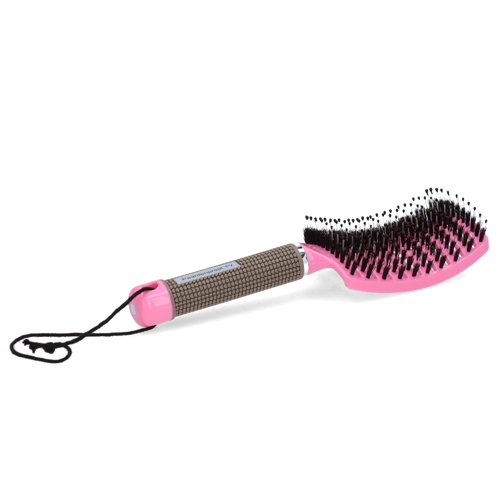 Perie pentru coamă cu peri de porc și pini flexibili, roz, 24,5 cm – Paardenpraat TV Horse Supreme - imagine 4