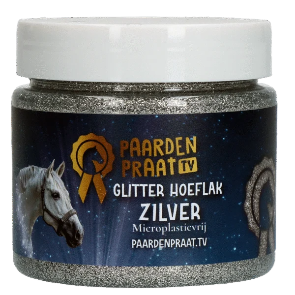 Lac cu sclipici pentru copite, pe bază de apă, argintiu – Paardenpraat TV Glitter Hoeflak