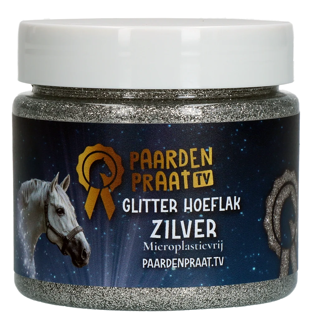 Lac cu sclipici pentru copite, pe bază de apă, argintiu – Paardenpraat TV Glitter Hoeflak - imagine 1