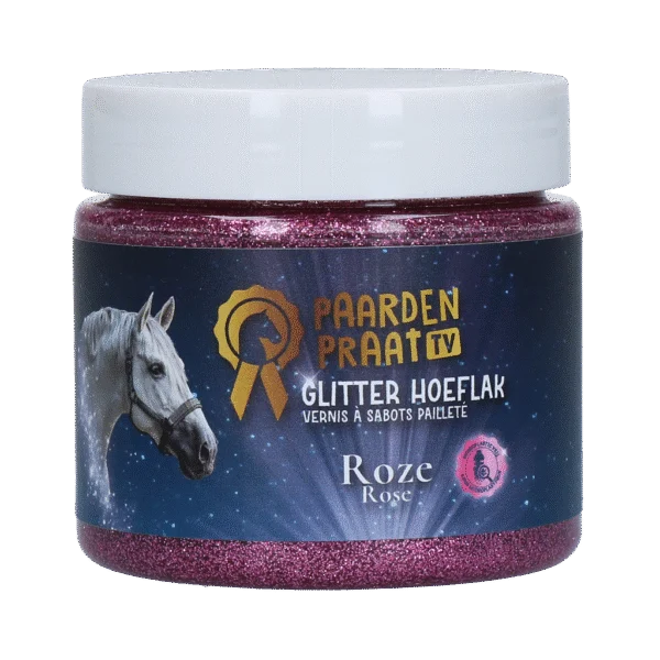 Ojă cu sclipici pentru copite, pe bază de apă, Roz – Paardenpraat TV Glitter Hoeflak