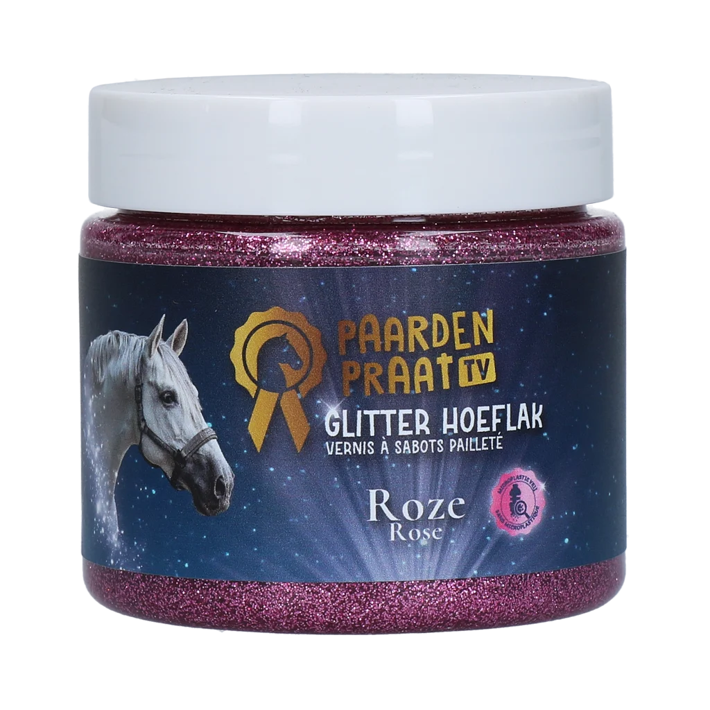 Ojă cu sclipici pentru copite, pe bază de apă, Roz – Paardenpraat TV Glitter Hoeflak - imagine 1