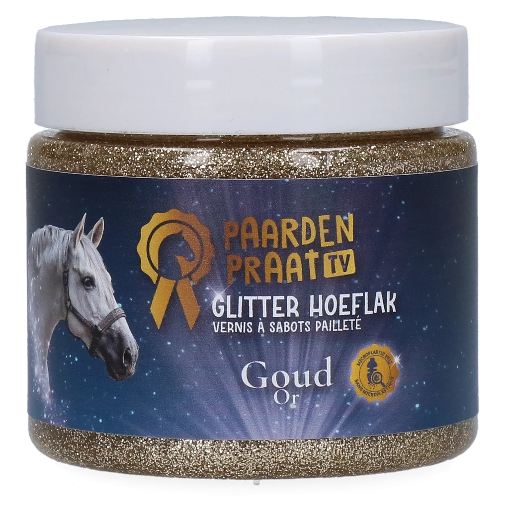 Lac pentru copite cu sclipici, pe bază de apă, auriu – Paardenpraat TV Glitter Hoeflak - imagine 1
