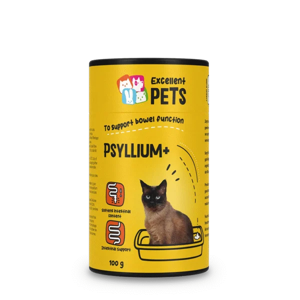 Pulbere de psyllium pentru pisici cu făină de roșcove, 100 g – Excellent Pets Cat Psyllium+