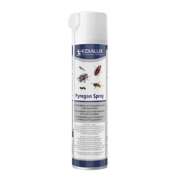 Spray insecticid cu tub de pulverizare pentru insecte târâtoare și cuiburi de viespi, 400 ml – Edialux Pyregon Spray