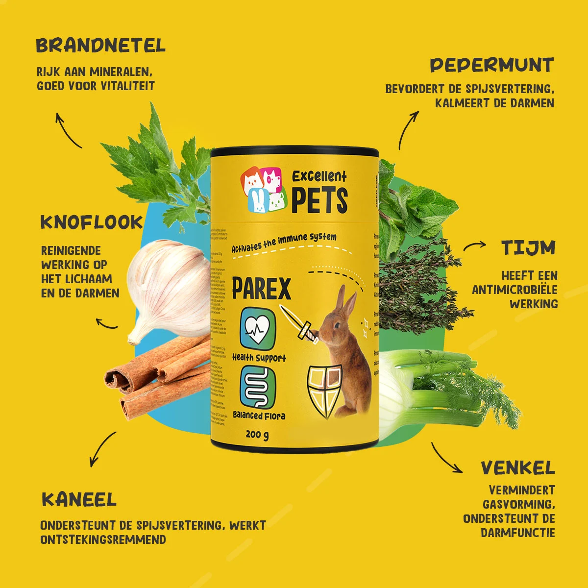 Hrană complementară pentru iepuri, sub formă de granule, 200 g – Excellent Pets Rabbit Parex - imagine 6