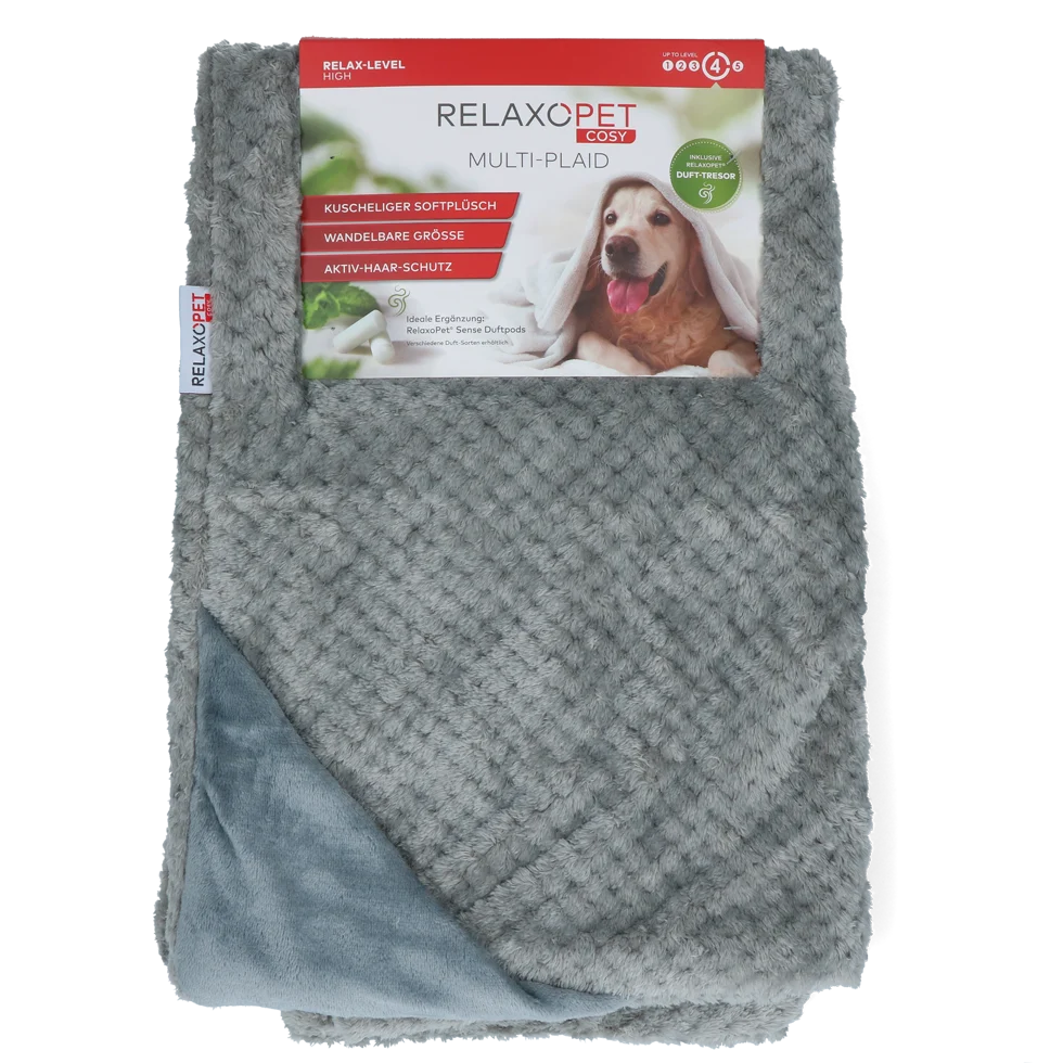 Pătură pentru câini din micropluș, gri, 65 x 95 cm – Relaxopet Cosy Multi-Plaid Original - imagine 1