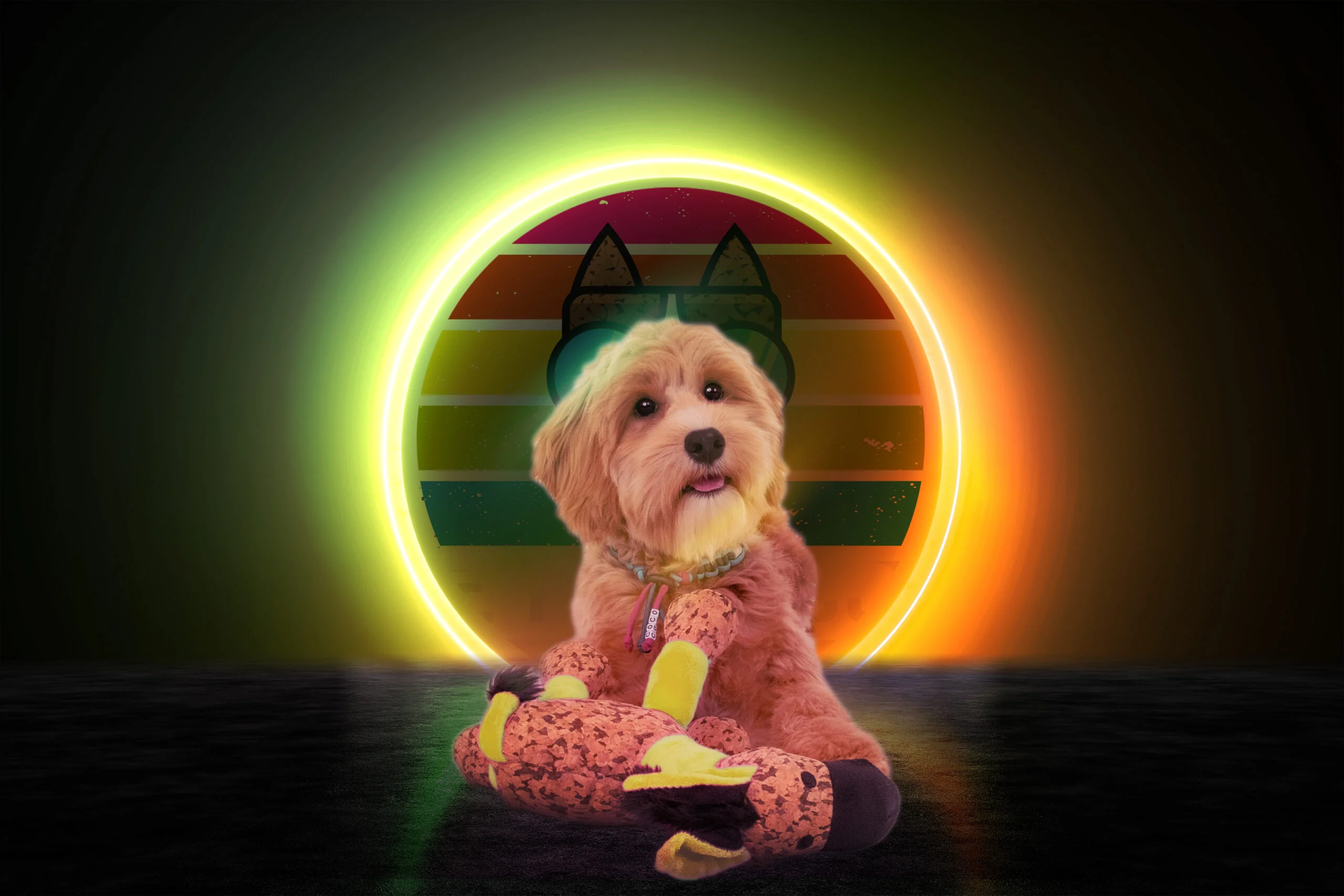 Jucărie de pluș pentru câini, măgăruș cu piuitor, galben, S – Retro Dog Donkey - imagine 3