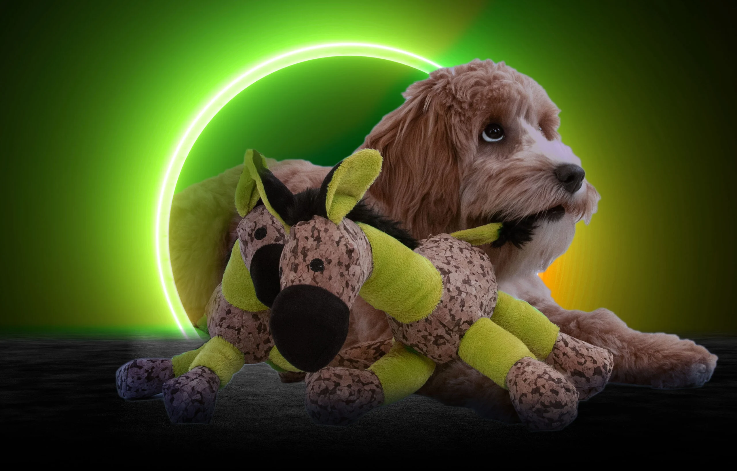 Jucărie de pluș pentru câini, măgăruș cu piuitor, galben, S – Retro Dog Donkey - imagine 4