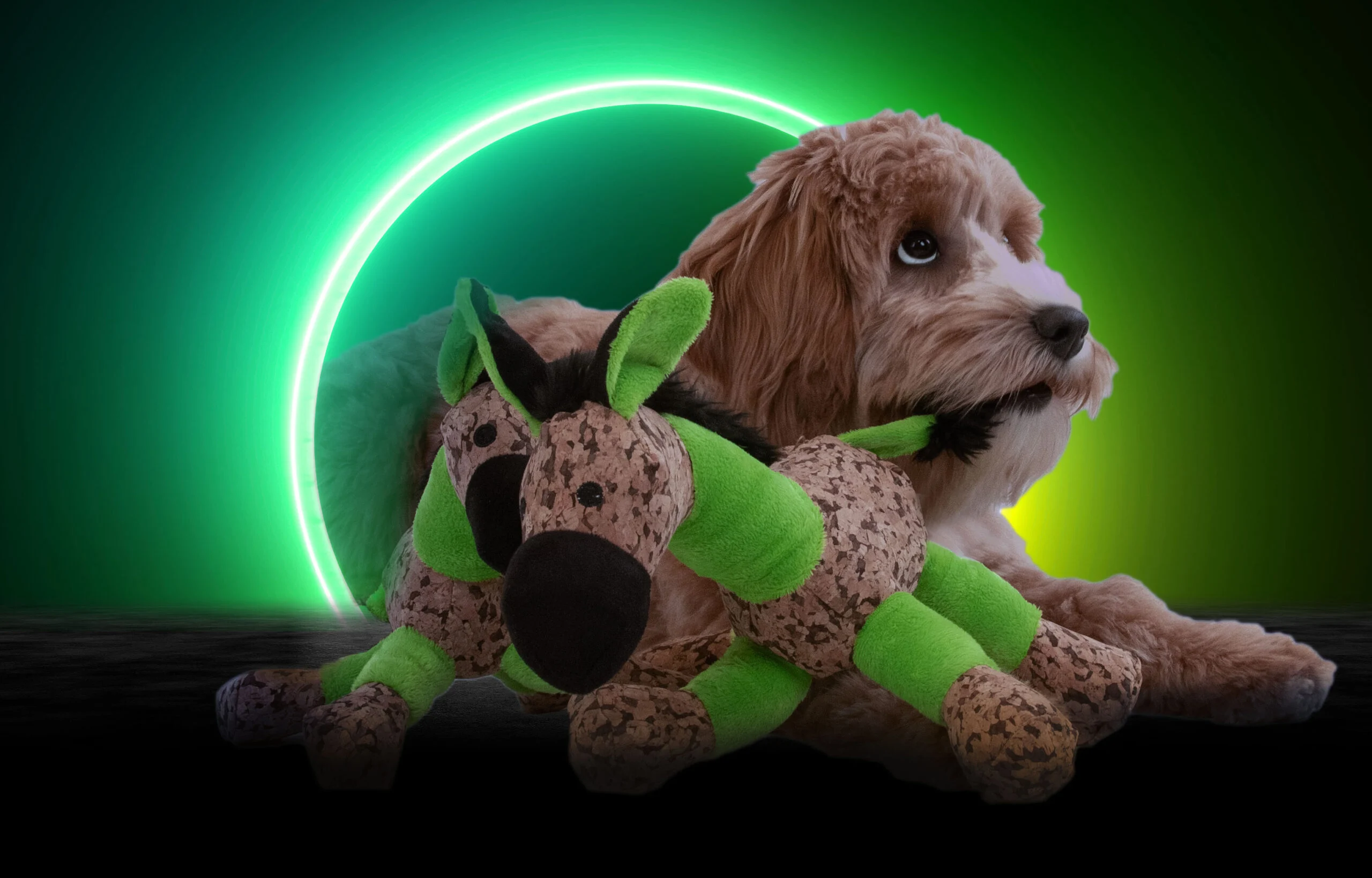 Jucărie de pluș pentru câini, măgăruș cu chițăitoare, Verde S – Retro Dog Donkey - imagine 4