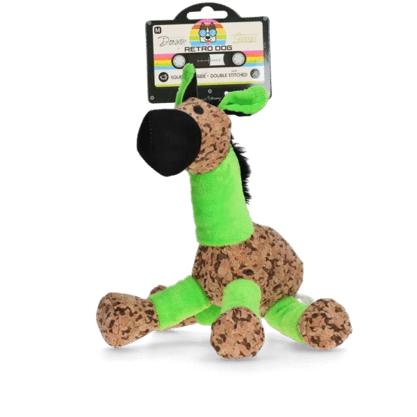 Jucărie de pluș pentru câini Măgăruș cu chițăitoare, verde M – Retro Dog Donkey