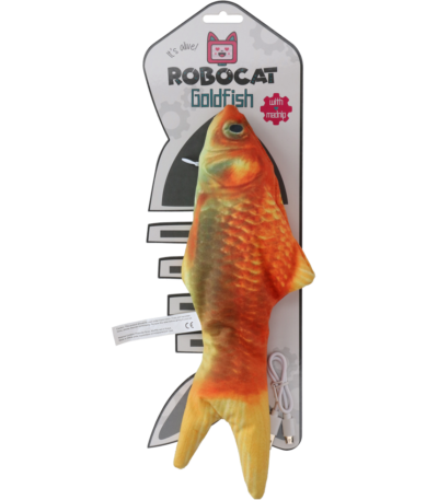 Pește auriu de jucărie cu mișcare și MADNIP, 30 cm – Robocat Fish