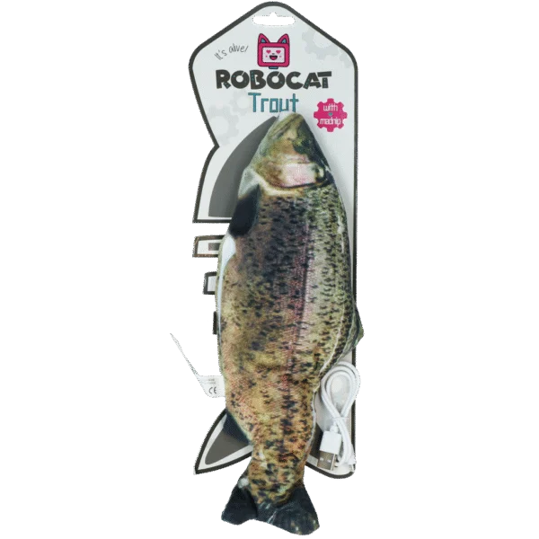 Pește de jucărie în mișcare, păstrăv, cu madnip, 30 cm – Robocat Fish