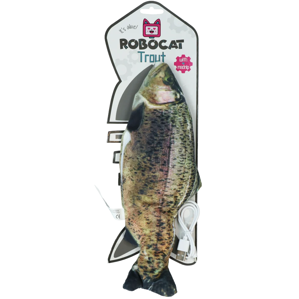 Pește de jucărie în mișcare, păstrăv, cu madnip, 30 cm – Robocat Fish - imagine 1