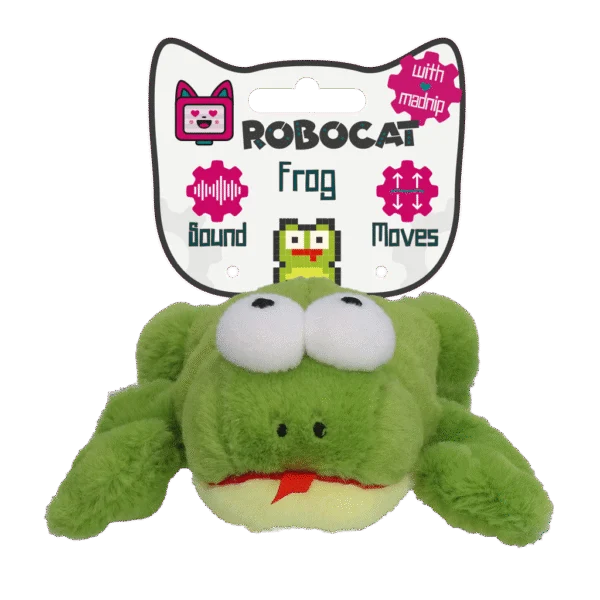 Jucărie interactivă pentru pisici, cu sunete și madnip – Robocat Broscuță